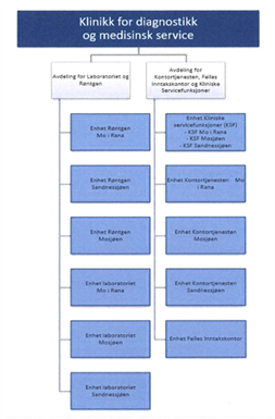 Figur1- Organisasjonskart over Klinikk for diagnostikk og medisinsk service ved Helgelandssykehuset HF