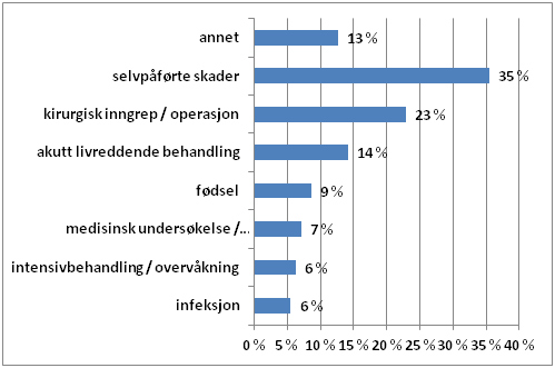 Undersøkelsesenhetne andel hendelser av forskjellige typer 1. januar til 6. mai 2013