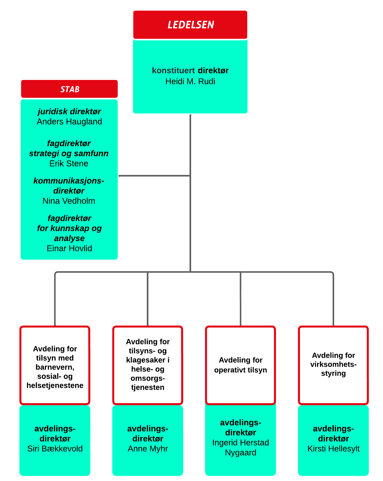 Statens helsetilsyn – organisasjonskart januar 2024