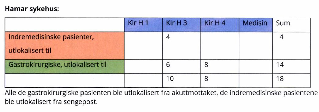 Hamar sykehus kartlegging av utlokaliserte pasienter 2019