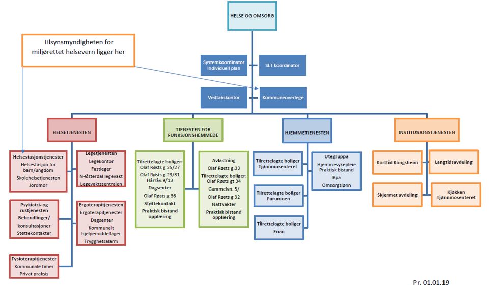 Tilsynsorganet er illustrert i organisasjonskartet for helse- og omsorg
