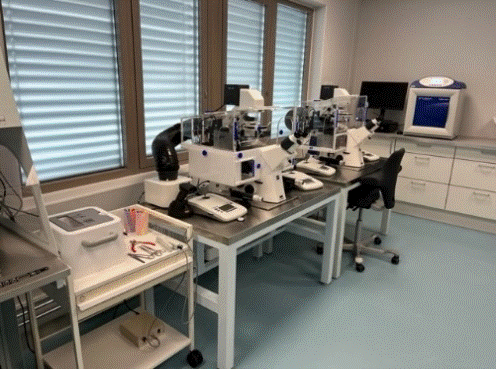 Bildene viser arbeidsstasjoner i IVF-laboratoriet.